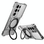 Per Samsung Galaxy S25 Ultra 5G Custodia per telefono in metallo con supporto MagSafe senza bordi e braccio meccanico (grigio argento)