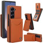 Per Samsung Galaxy Z Fold6 AwQuer AW006-R20 RFID Vertical Flip Card Bag Holder Custodia in pelle per telefono (marrone)