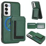 Per OPPO Reno12 Global CX01 Custodia per telefono con porta carte magnetico Magsafe staccabile (verde pavone)