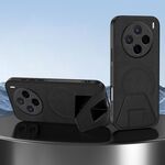 Per vivo X200 Custodia per telefono integrata con supporto invisibile magnetico MagSafe con texture in pelle di pecora (nero)