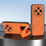Per vivo X200 Custodia per telefono integrata con supporto invisibile magnetico MagSafe con texture in pelle di pecora (arancione)