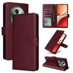 Per OPPO Reno12 F 4G / 5G Custodia per telefono in pelle multifunzionale con 3 slot per schede (rosso vino)