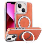 Per iPhone 13 Custodia per telefono con supporto MagSafe girevole in pelle placcata (arancione)
