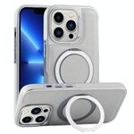 Per iPhone 13 Pro Custodia per telefono con supporto MagSafe in pelle placcata (verde grigiastro)