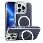 Per iPhone 13 Pro Custodia per telefono con supporto MagSafe in pelle placcata (blu)