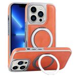 Per iPhone 13 Pro Custodia per telefono con supporto MagSafe in pelle placcata (arancione)