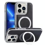 Per iPhone 13 Pro Custodia per telefono con supporto MagSafe in pelle placcata (nero)