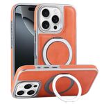 Per iPhone 16 Pro Custodia per telefono con supporto MagSafe in pelle placcata (arancione)