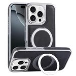 Per iPhone 16 Pro Custodia per telefono con supporto MagSafe in pelle placcata (nero)