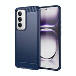 Per OPPO Reno12 Custodia per telefono in TPU con texture spazzolata in fibra di carbonio globale (blu)