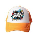 Cappello con visiera in tessuto a rete di spugna con stampa su richiesta (arancione)
