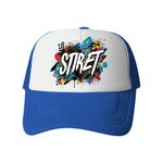 Cappello con visiera in tessuto a rete di spugna, stampa su richiesta (blu)