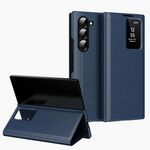 Per Samsung Galaxy Z Fold6 5G Smart View Window Custodia in pelle con slot per schede (blu)