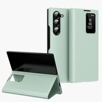 Per Samsung Galaxy Z Fold6 5G Smart View Window Custodia in pelle con slot per schede (verde)