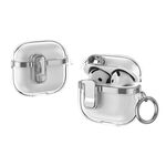 Per AirPods 4 Custodia per auricolari wireless trasparenti galvanizzati con blocco di sicurezza (argento)