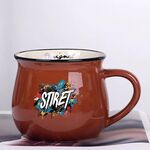 Tazza da acqua con pancia grande in ceramica stampata con alfabeto, stampa su richiesta (caffè)