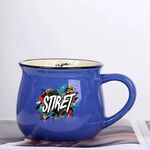 Tazza per acqua con pancia grande in ceramica stampata con alfabeto, stampa su richiesta (blu scuro)