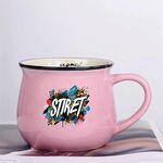 Tazza per acqua con pancia grande in ceramica stampata con alfabeto, stampa su richiesta (rosa)