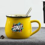 Tazza per acqua con pancia grande in ceramica stampata con alfabeto, stampa su richiesta (giallo)