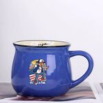 Tazza per acqua con stampa in ceramica con pancia grande, stampa su richiesta (blu scuro)