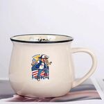 Tazza per acqua con pancia grande in ceramica stampata da ragazzo, stampa su richiesta (beige bianco)