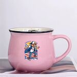 Tazza per acqua con stampa in ceramica con pancia grande, stampa su richiesta (rosa)