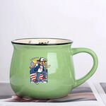 Tazza per acqua con pancia grande in ceramica stampata da ragazzo, stampa su richiesta (verde)