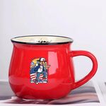 Tazza per acqua con pancia grande in ceramica stampata da ragazzo, stampa su richiesta (rosso)