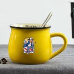 Tazza per acqua con pancia grande in ceramica stampata da ragazzo, stampa su richiesta (giallo)