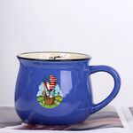 Tazza per acqua con stampa a palloncino in ceramica con pancia grande, stampa su richiesta (blu scuro)