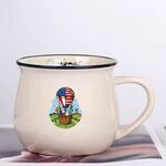 Tazza per acqua con stampa a palloncino in ceramica con pancia grande, stampa su richiesta (beige bianco)