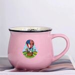 Tazza per acqua con stampa a palloncino in ceramica con pancia grande, stampa su richiesta (rosa)