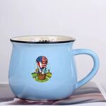 Tazza per acqua con stampa a palloncino in ceramica con pancia grande, stampa su richiesta (azzurro cielo)