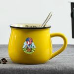 Tazza per acqua con stampa a palloncino in ceramica con pancia grande, stampa su richiesta (giallo)