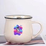 Tazza da acqua con pancia grande in ceramica stampata con astronauta Stampa su richiesta (beige bianco)