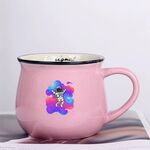 Tazza da acqua con stampa in ceramica con astronauta e pancia grande, stampa su richiesta (rosa)
