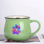 Tazza da acqua con pancia grande in ceramica stampata con astronauta Stampa su richiesta (verde)