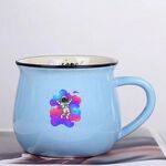 Tazza da acqua con pancia grande in ceramica stampata con astronauta, stampa su richiesta (azzurro cielo)