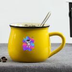 Tazza da acqua con pancia grande in ceramica stampata con astronauta Stampa su richiesta (giallo)