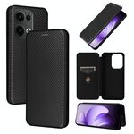 Per OPPO Reno13 5G Custodia per telefono in pelle con texture in fibra di carbonio globale (nero)