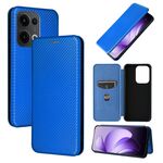 Per OPPO Reno13 5G Custodia per telefono in pelle con texture in fibra di carbonio globale (blu)