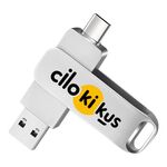 Chiavetta USB rotante in metallo USB2.0/Tipo-C Stampa su richiesta, memoria: 64 GB (cilokikus)