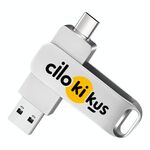 Chiavetta USB rotante in metallo USB2.0/Tipo-C Stampa su richiesta, memoria: 256 GB (cilokikus)