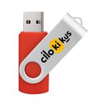 Unità flash USB 2.0 rotante in metallo colorato Stampa su richiesta, memoria: 16 GB (rosso)