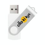 Unità flash USB 2.0 rotante in metallo colorato Stampa su richiesta, memoria: 128 GB (bianco)