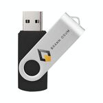Unità flash USB 2.0 rotante in metallo colorato Stampa su richiesta, memoria: 64 GB (nero)