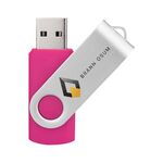 Unità flash USB 2.0 rotante in metallo colorato Stampa su richiesta, memoria: 128 GB (rosso rosa)