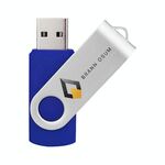 Unità flash USB 2.0 rotante in metallo colorato Stampa su richiesta, memoria: 128 GB (blu scuro)