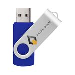 Unità flash USB 2.0 rotante in metallo colorato Stampa su richiesta, memoria: 256 GB (blu scuro)