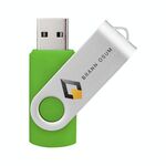 Unità flash USB 2.0 rotante in metallo colorato Stampa su richiesta, memoria: 256 GB (verde)